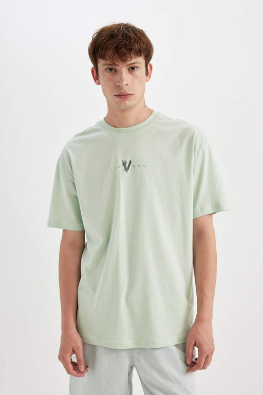 Футболка свободного кроя Vikings с круглым вырезом и короткими рукавами - Defacto фото 3