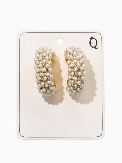 Серьги жемчуг "Россыпь", ссв, цвет белый в золоте