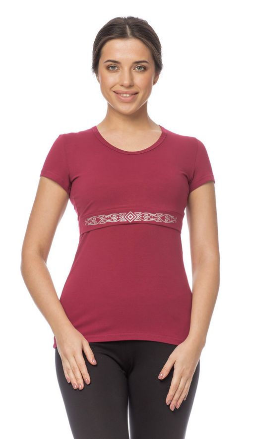 Футболка для кормящих мам с принтом, бордо - Knitka wear фото 3