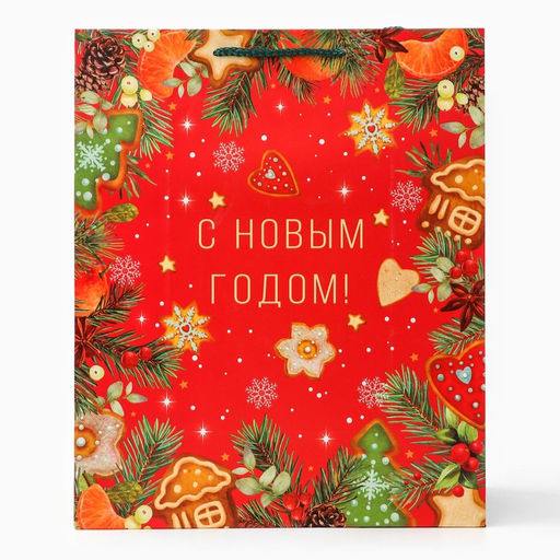 Цена за 2 шт. Пакет подарочный новогодний С новым годом!, 26?32?12 см - Simaland фото 2