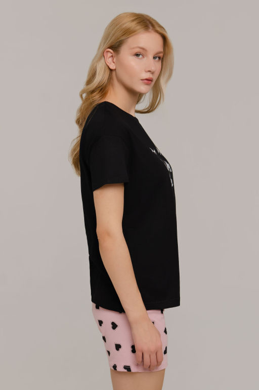 Арт. 9145 Пижама с шортами 42-50 (5 шт) Цвет:верх-черный,низ-розовый - Калинка фото 6