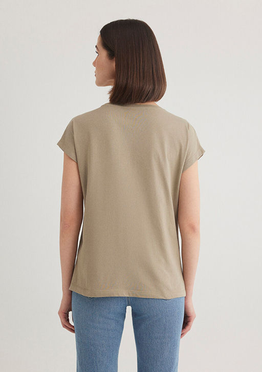 Kelebek Bask?l? Kahverengi Tisort - Mavi фото 5