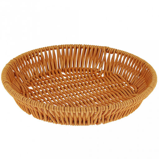 Корзина-сухарница плетеная Кондитер д21,5см h4см, полипропилен, медовый, металлический каркас, форма круглая (Китай)