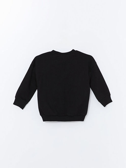 Bisiklet Yaka Bask?l? Erkek Bebek Sweatshirt