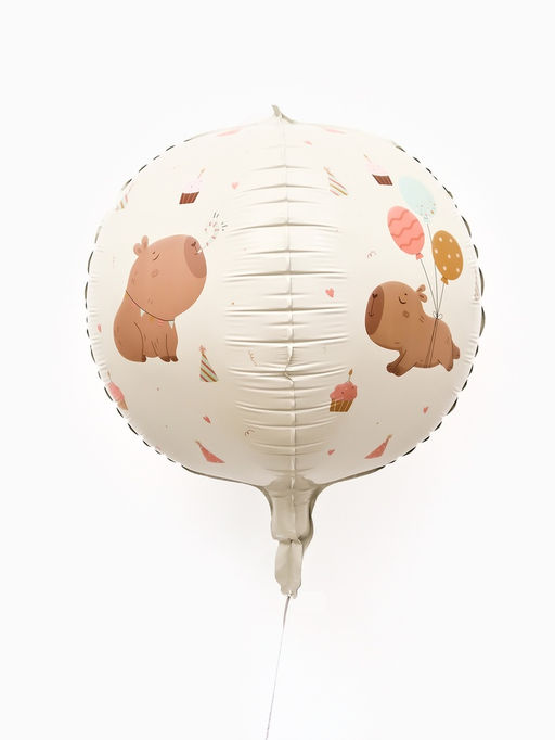 Цена за 2 шт. Воздушный шар фольгированный 25"  сфера «Милые капибары"