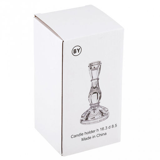 Подсвечник стеклянный "Вивьен" h16,5см, чаша д3см, h1,8см, основание д8,2см, в коробке (Китай)
