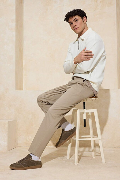 Bej Normal Kal_p/Regular Fit Fit Chino Boru Pa_a Mevsimlik Erkek DokumaPantolon TMNSS26PL00006