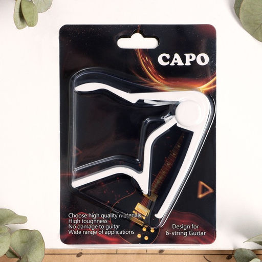 Каподастр гитарный Music life, зажим для струн, белый