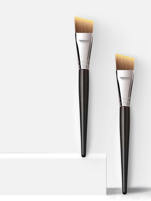 Kristaller Кисть макияжная для нанесения тона плоская скошенная, нейлон, черный, 17 см