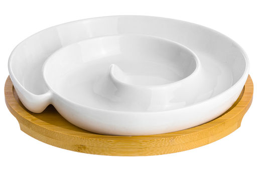 Тарелка сервировочная - менажница 18*18*3 см 250 мл Улитка на деревянной подставке-подносе - Elan gallery фото 12