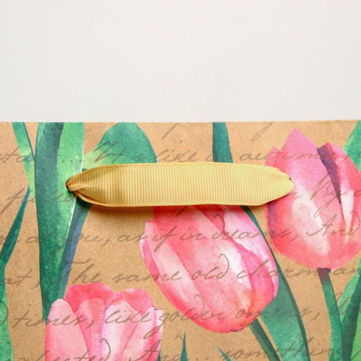 Цена за 2 шт. Пакет подарочный крафтовый, упаковка, Тюльпаны, ML 23?27?11.5 см