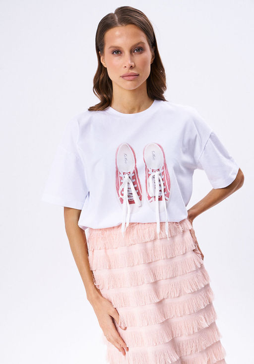 Футболка KaVari 4012 белый/коралловый принт  фото 7