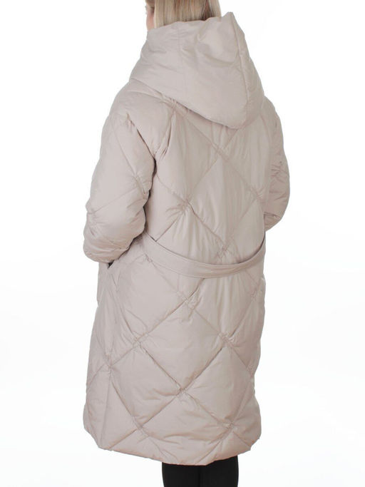 8870 LT. BEIGE Пальто зимнее женское оверсайз (200 гр. холлофайбер)