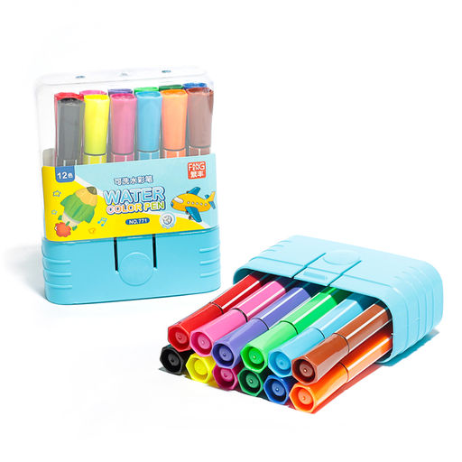 Фломастеры 12 цветов Jambo, утолщённые, в пластиковом пенале, вентилируемый колпачок, МИКС - Simaland фото 2