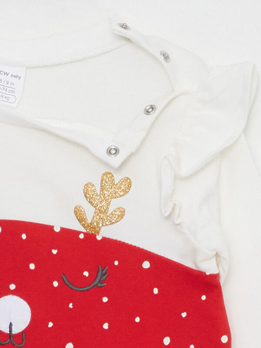 Bisiklet Yaka Uzun Kollu Y?lba?? Temal? K?z Bebek Tulum - Waikiki фото 2