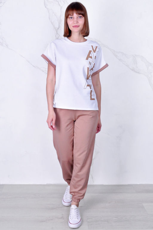 Арт. 2357 Костюм с брюками женский 44-52 (5 шт) Цвет:верх- кэмел, низ- кэмел - Калинка фото 47