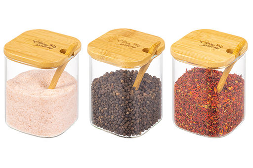 Набор банок для специй Elan Gallery Crystal Glass 3 шт 450 мл с ложкой фото 22