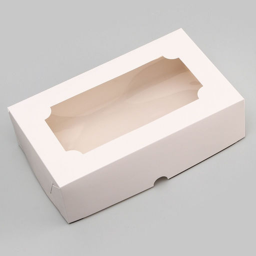 Цена за 4 шт. Коробка складная с окном под зефир, белый, 25×15×7 см