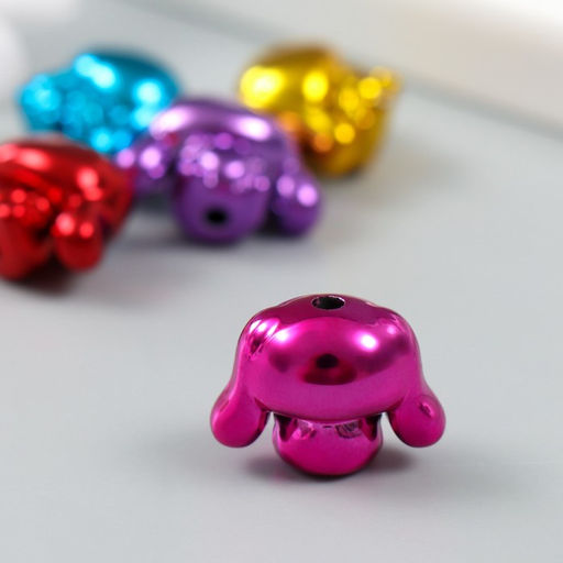 Цена за 5 шт. Бусина для творчества пластик «Зайчик глянцевый металлик», 2.1×1.6×1.3 см, МИКС