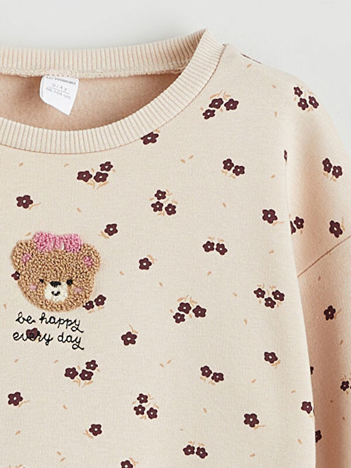 Bisiklet Yaka Ay? Teddy Nak??l? K?z ?ocuk Sweatshirt
