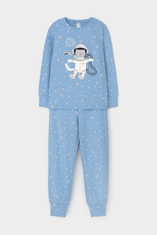 К 1621/голубой,космические просторы пижама д/дет яс