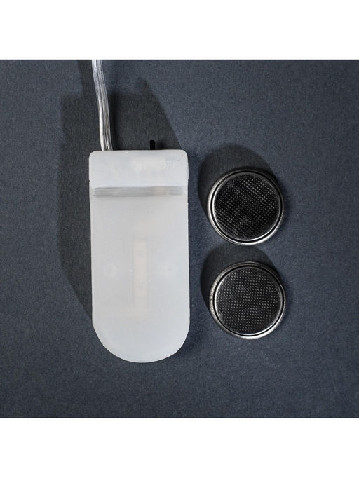 Гирлянда «Нить» 5 м роса, IP20, серебристая нить, 50 LED, батарейки CR2032×2 (в комплекте), свечение фиолетовое