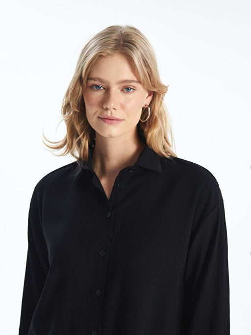 D?z Uzun Kollu Oversize Kad?n G?mlek