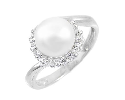 Кольцо из серебра жемчуг, км047