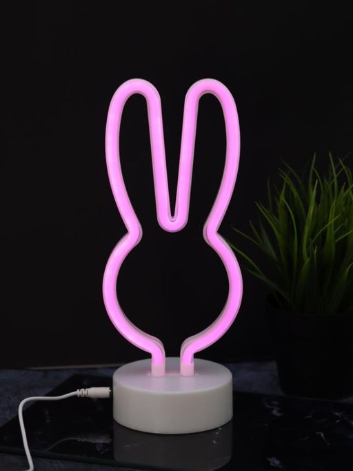 Неоновый LED ночник настольный "Bunny", розовое свечение (20,5х22 см)
