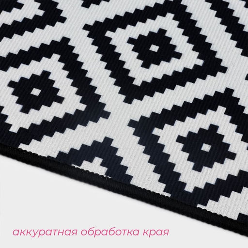 Коврики для ванной и туалета Доляна Грета, 2 шт: 5080, 4050 см, цвет чёрно-белый фото 5