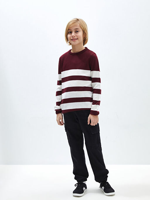 Bisiklet Yaka ?izgili Uzun Kollu Erkek ?ocuk Triko Kazak - Waikiki фото 2