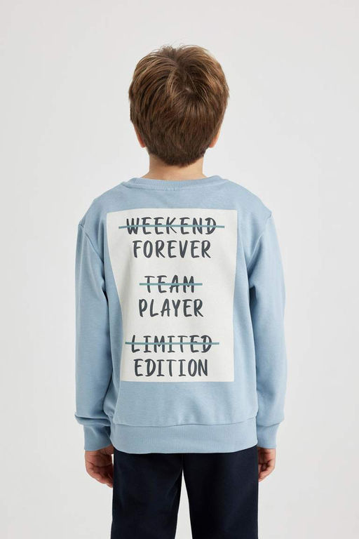 Толстовка с принтом для мальчиков с круглым вырезом на спине - Defacto фото 9