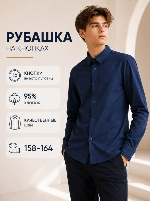 Рубашка на кнопках хлопок и эластан - Nota bene фото 16