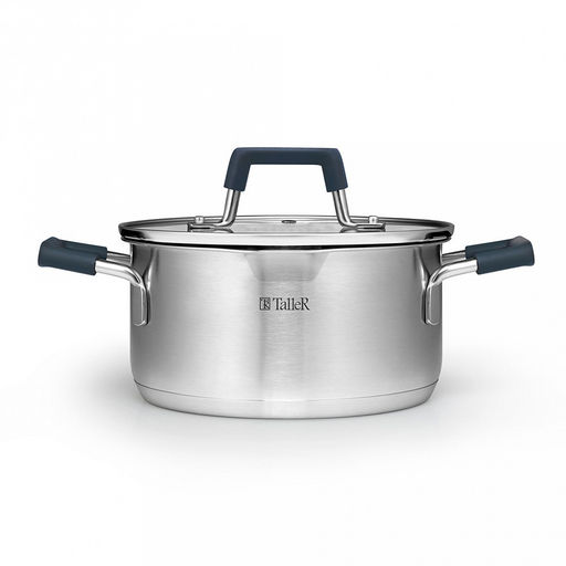 Кастрюля из нержавеющей стали "Ковентри" 2,4л, s0,6мм, дно s2,8мм, стеклянная жаропрочная крышка, обод крышки с перфорацией, ручки с силиконовыми вставками, цветная коробка, "TalleR" (Китай)