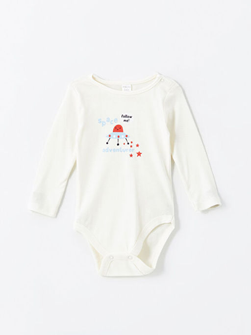 Uzun Kollu Bask?l? Erkek Bebek ??t??tl? Body ve Pantolon 2li Tak?m - Waikiki фото 2