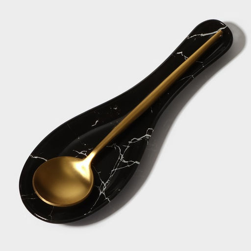 Подставка под ложку Доляна «Марбл чёрный», 23.5×8.3×1.5 см, стеклоㅤ