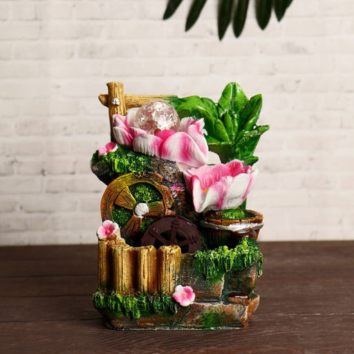 Фонтан настольный «Цветущий сад», 12×20 см, с подсветкой