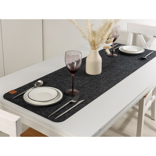 Дорожка на стол Доляна Грэй, 40150 см, толщина 4 мм, цвет тёмно-серый  фото 3