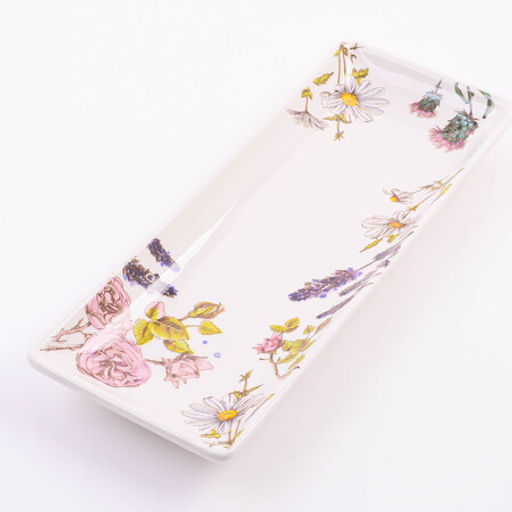 60267 Блюдо сервировочное прямоугольное Розовый сад доломит LR (х24)