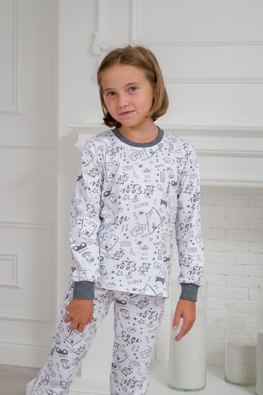 Пижама детская из интерлока Потешка котик темно серый - Амадэль фото 8