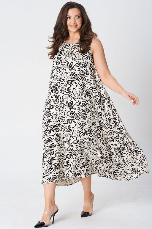 Платье Lenata 16492 черно молочный