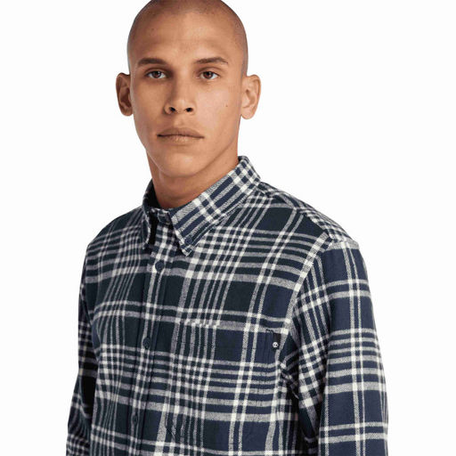 Мужская рубашка Timberland Shirt Heavy Flannel Check темно-синяя фото 2