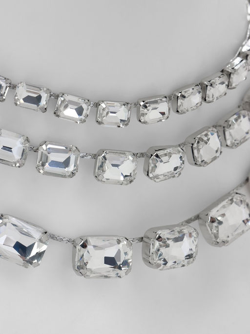 Чокер-колье Сияние трио на увеличение, цвет белый в серебре, 36 см