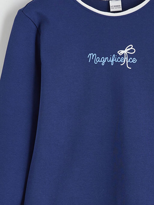 Bisiklet Yaka Bask?l? K?z ?ocuk Ti??rt