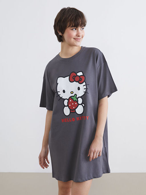 Hello Kitty Bask?l? Oversize Kad?n Gecelik