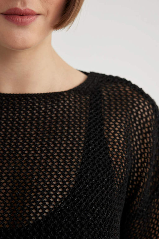 Свитер из блестящей ткани с вырезом лодочкой - Defacto фото 5