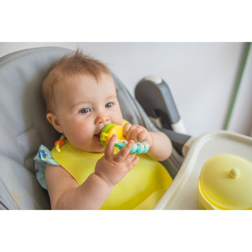 Ниблер для прикорма Крошка Я, с силиконовой сеточкой, ручка-погремушка, цвет зеленый