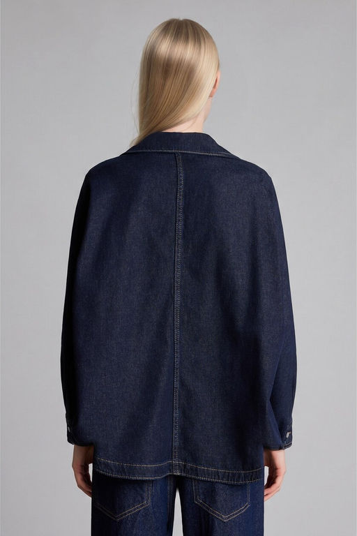 %100 Pamuk Oversize Jean Ceket - Defacto фото 5