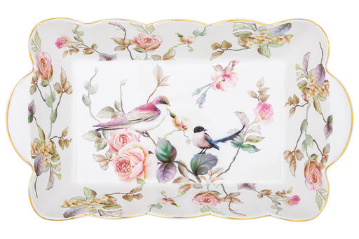 Блюдо сервировочное 800 мл 26,5*15,5*5 см Певчие птички NEW BONE CHINA, фарфор - Elan gallery фото 6