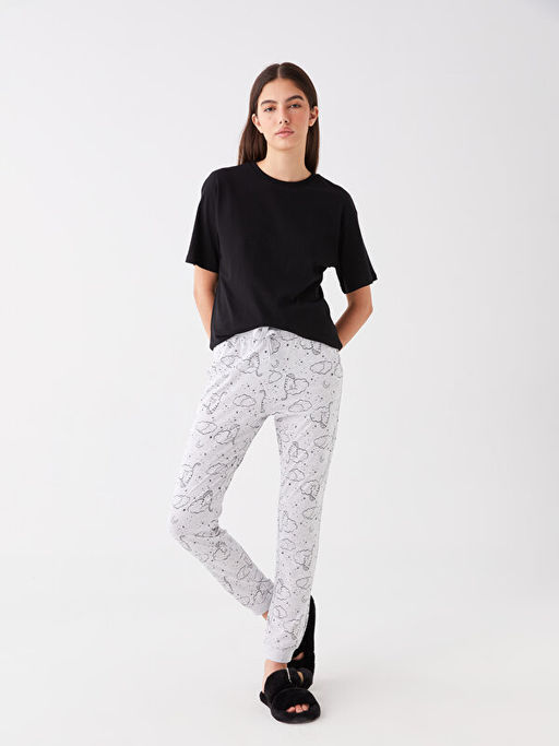 Beli Lastikli Desenli Kad?n Jogger Pijama Alt?
